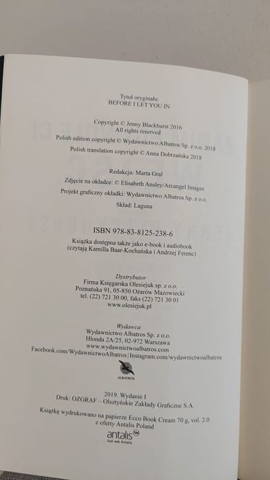 Zanim pozwolę ci wejść - Jenny Blackhurst Thriller Psychologiczny