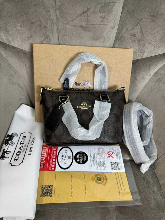 Coach Mini Tote Signature Brown/міні-сумка тоут Коуч