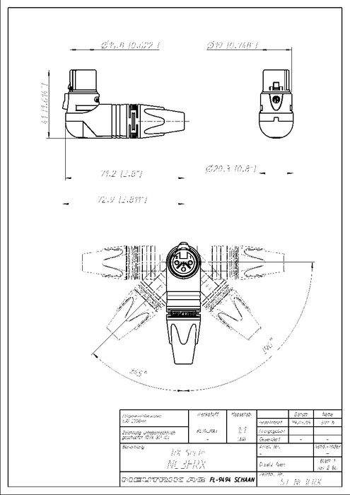 Interkonekt XLR kątowy MOGAMI 2549 (2534) NEUTRIK 50/75/100