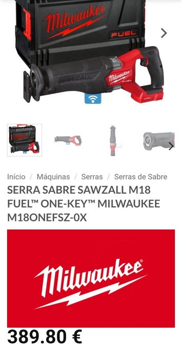 Serra Sabre SAWZALL MILWAUKEE como nova CUSTOU 390e