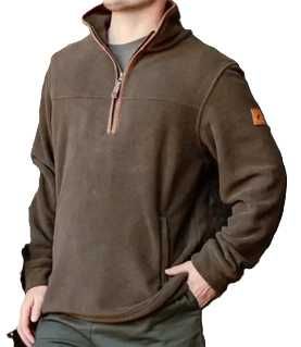NEW FOREST Quarter Zip Męska Bluza Polarowa Myśliwska Trekkingowa 2XL