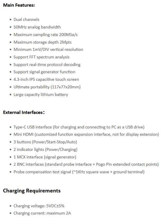 DreamSourceLab DS4T252 50Mhz 1mV/DIV 2Mpts портативный сенсорный