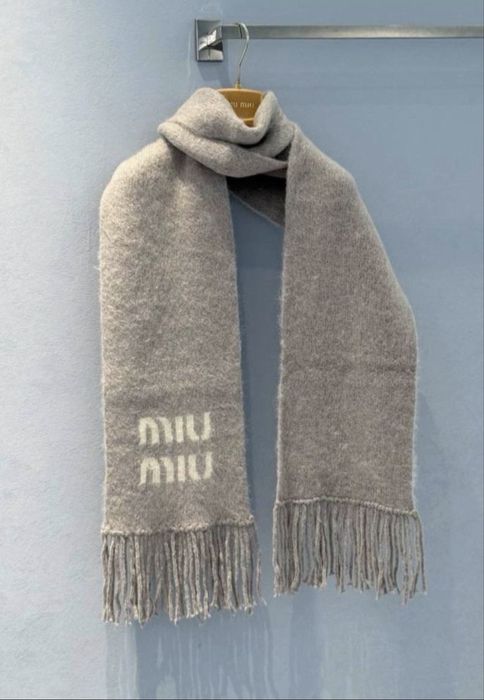 Шарф Miu Miu, миу миу, найвища якість, сірий, шерсть та мохер