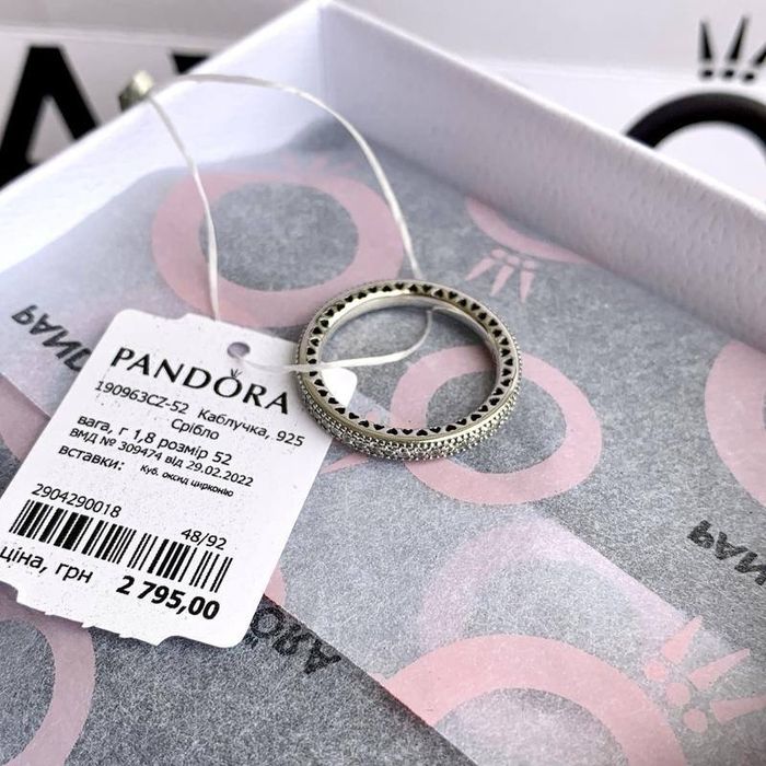Каблучка Пандора Pandora оригінал кільце Кольцо «Серця Pandora» нова