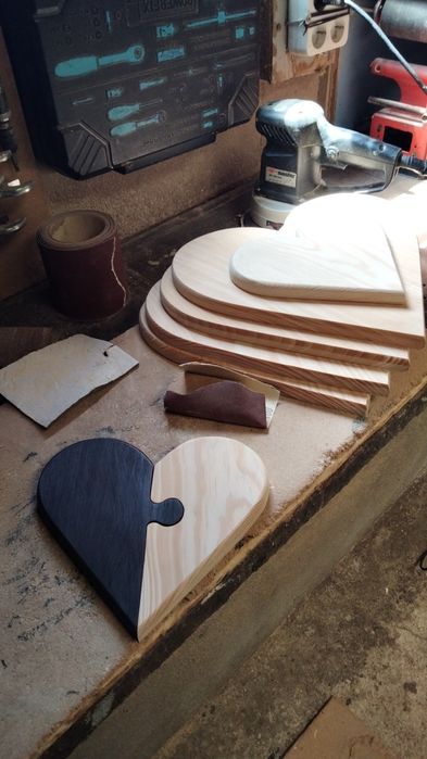 Tábuas coração em madeira