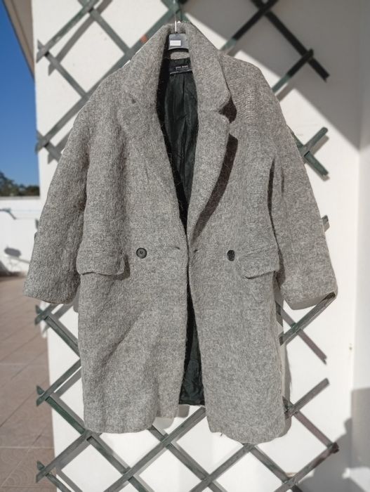 Casaco Comprido Cinza – Zara | Tamanho M