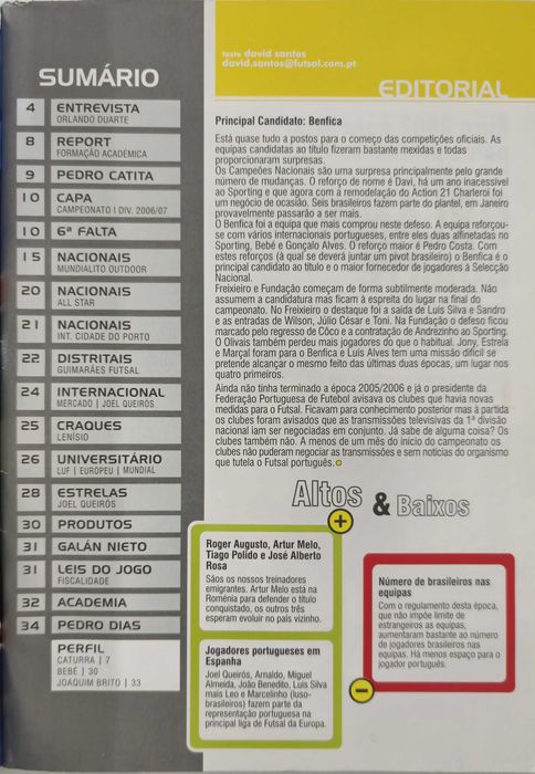 Revista Futsal.com Magazine - Nº 11 Setembro-Outubro 2006