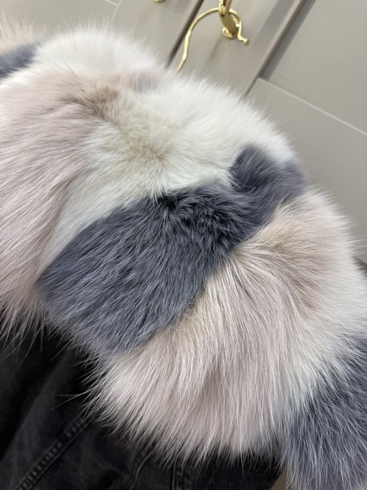 Katana z futrem szara