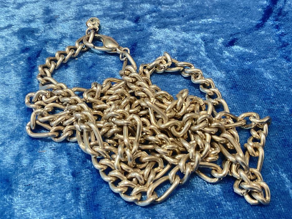 Colar longo metal prateado 100 cm