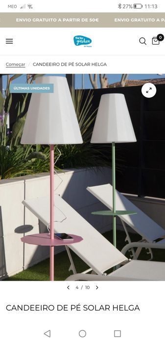 Candeeiro solar com luz e entrada USB NOVO