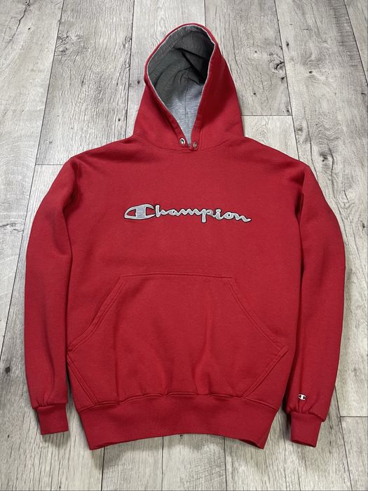 Champion кофта балахон M-L размер толстовка красная с принтом