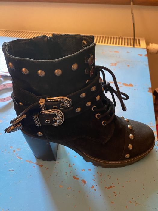 Botki skórzane/zamsz Badura rozmiar 39