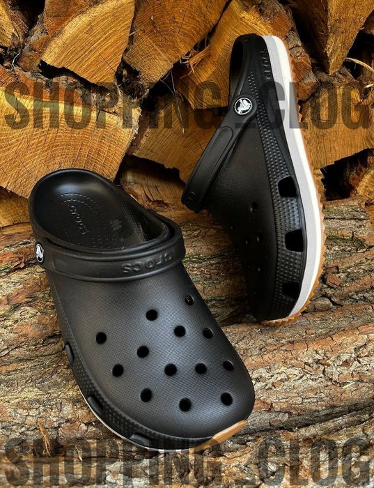 Чоловічі крокси сабо classic retro runner black/white/atmosphere crocs