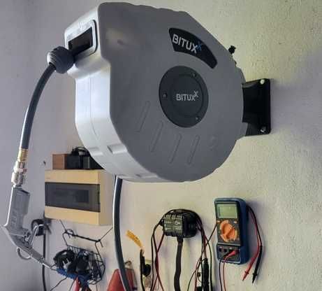 Wąż Do Kompresora 10 m zwijany 1/4" Automatyczny Ścienny 180° Obrotowy