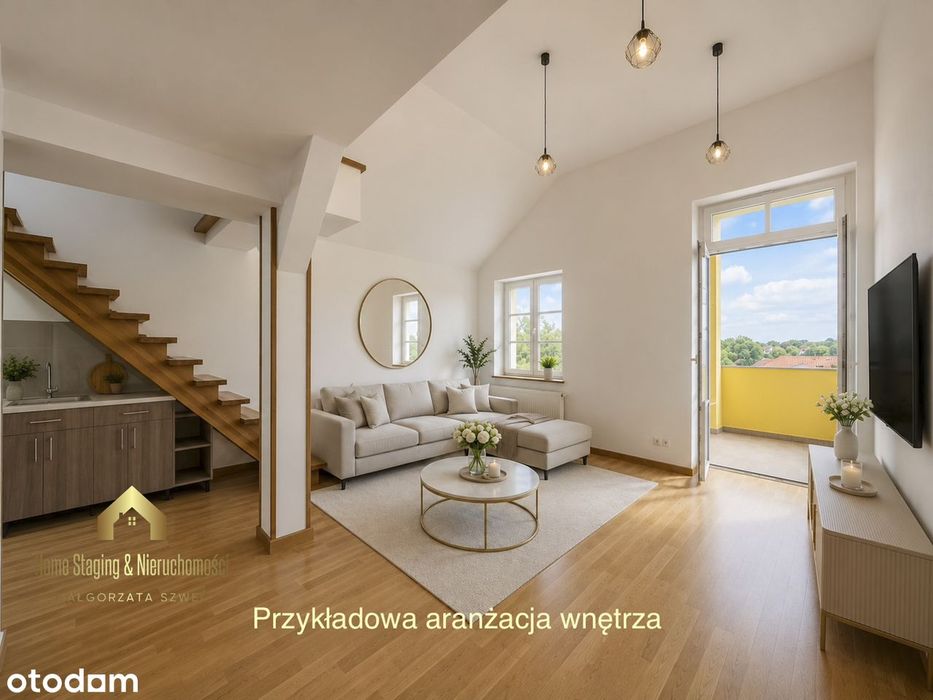 Dwupoziomowe 3-pokojowe mieszkanie z balkonem i dwiema łazienkami