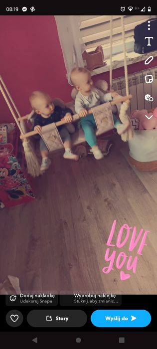 Huśtawka bliźniacza BabySteps pudrowy róż