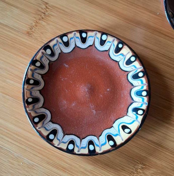 PRL vintage bułgarski ceramiczny  serwis do herbaty ręcznie malowany