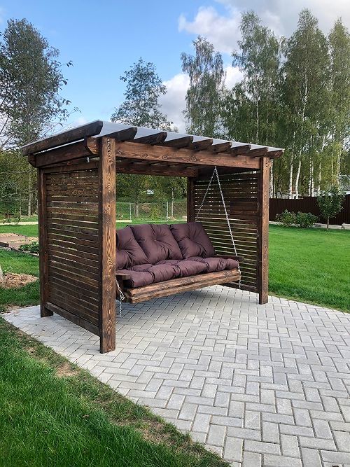 Садова гойдалка,качеля з дерева.Виробник