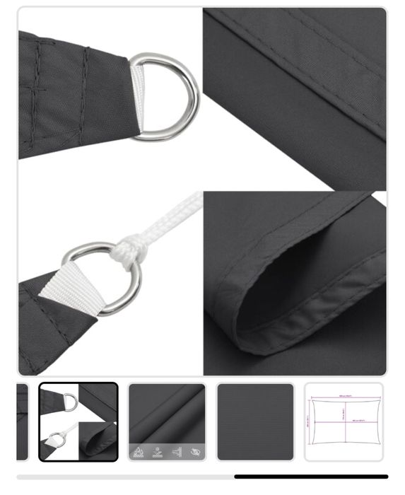 Sprzedam żagiel prostokątny, zadaszenie na taras, 2x5m kolor antracyt