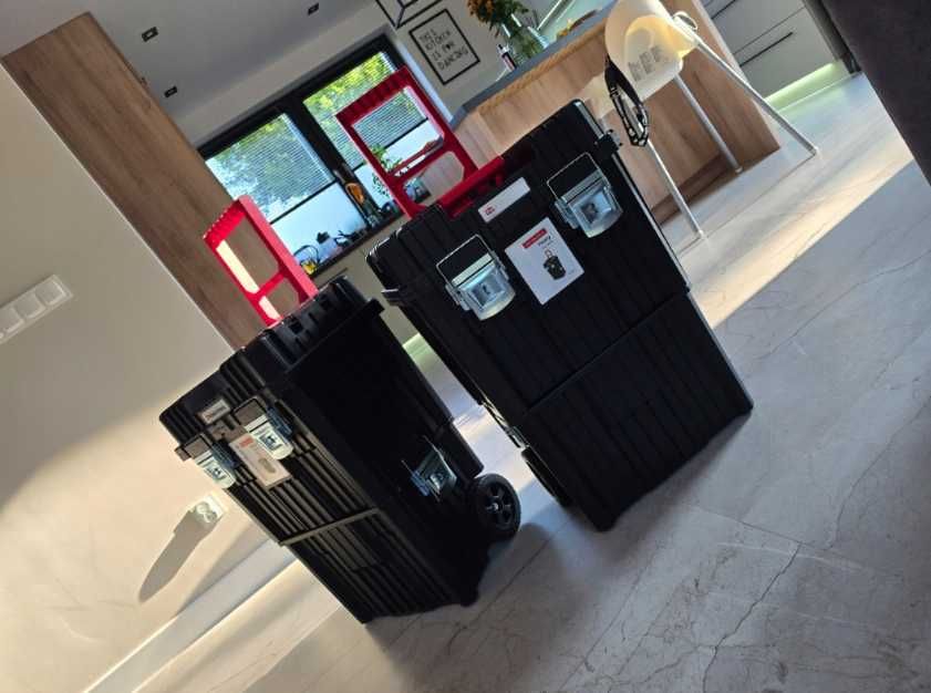 Mocna Narzędziowa Skrzynka Na Kółkach Modułowa Duża Czarna Budowa Dom