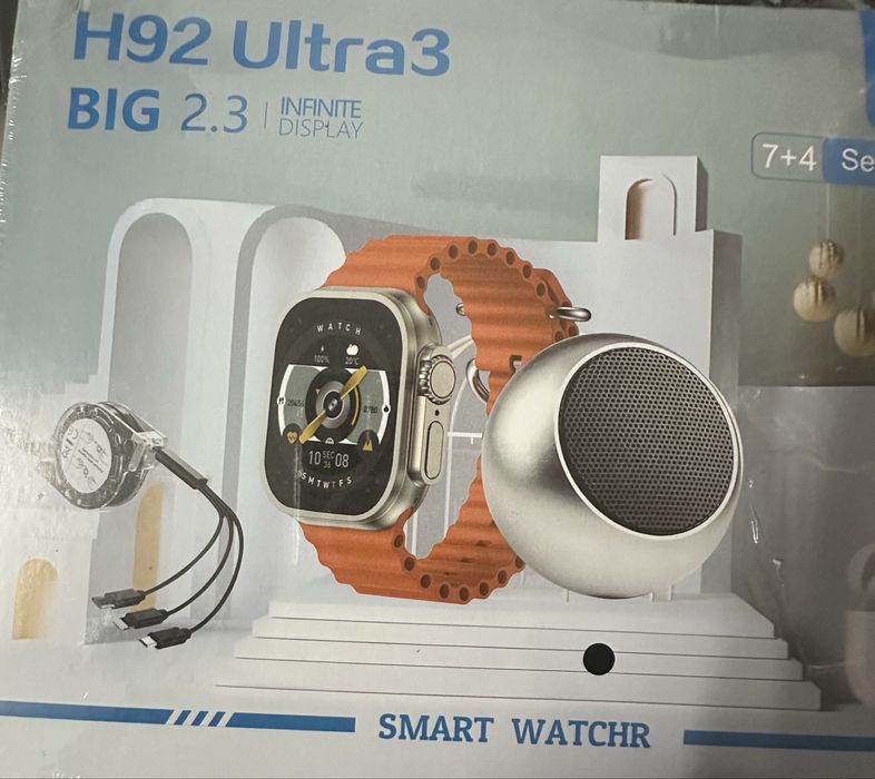 conjunto de smartwatch preto H92 Ultra3 novo