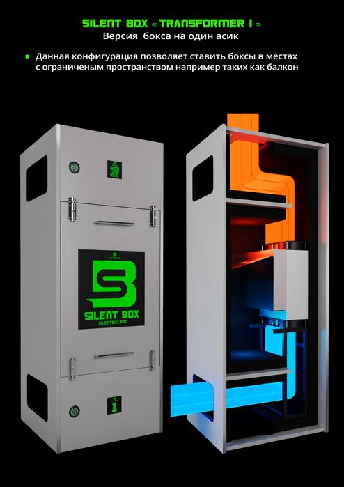 Шумобокс универсал TRANSFORMER 1/2 шумоизоляция для асика глушитель