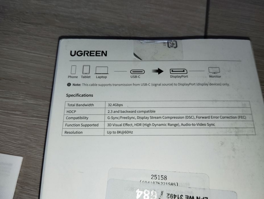 Kabel Ugreen Usb-c do DisplayPort