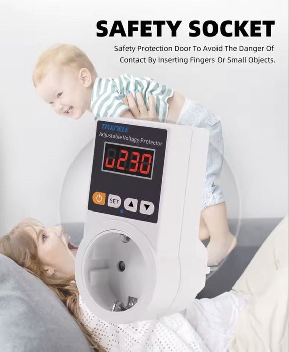 ‼️Реле напруги в розетку з дисплеєм Taxnele 220В 16А‼️