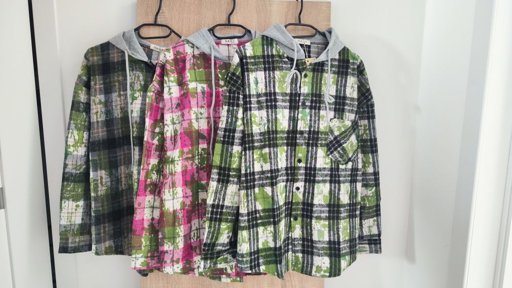 до 50р. Оверсайз Байкова Сорочка у клітинку, жіноча з капюшоном