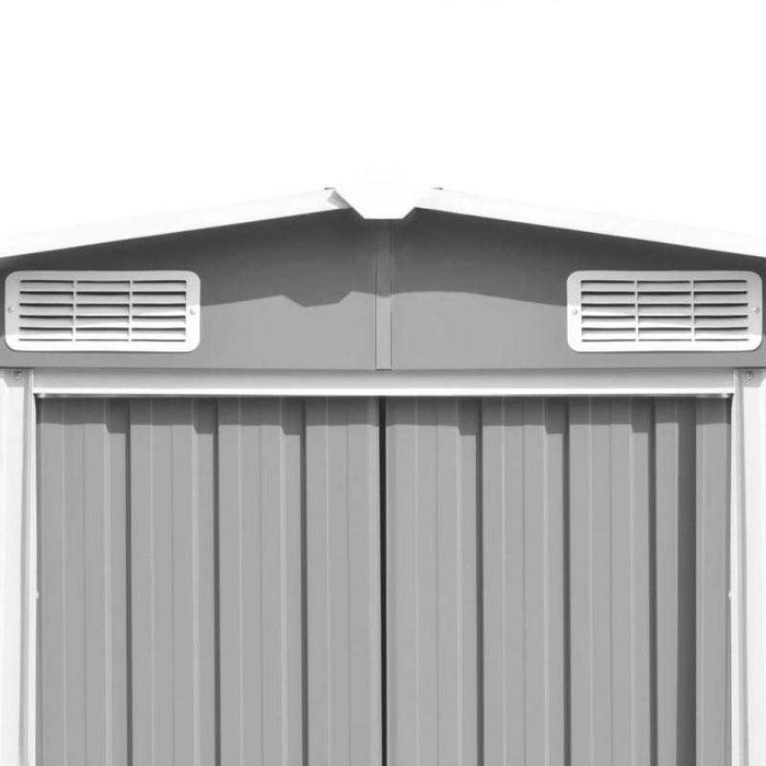 Abrigo de Jardim em Metal Cinzento 257x392x181 cm