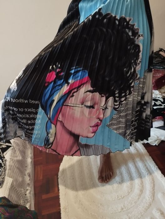 Saia  de pregas multicolor