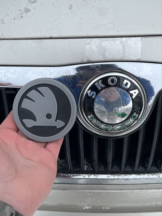 Логотип Skoda 79мм 3D | Емблема Шкода на капот | багажник
