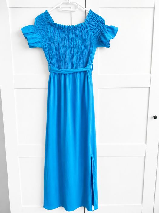 Niebieska sukienka maxi hiszpanka S/36