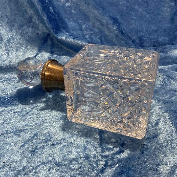 Garrafa perfume licor crista gargalo em prata inglesa 16 cm