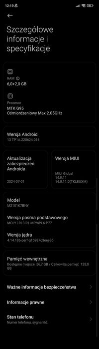 Smartfon Redmi Note 10s 6+2GB/128GB, ekran 6.43', Android 13, Miui 14