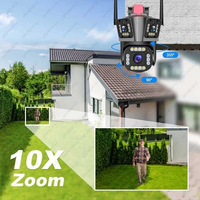 【Novo】Câmera WiFi 5K 12MP HD Três Lentes Zoom 10X Câmera