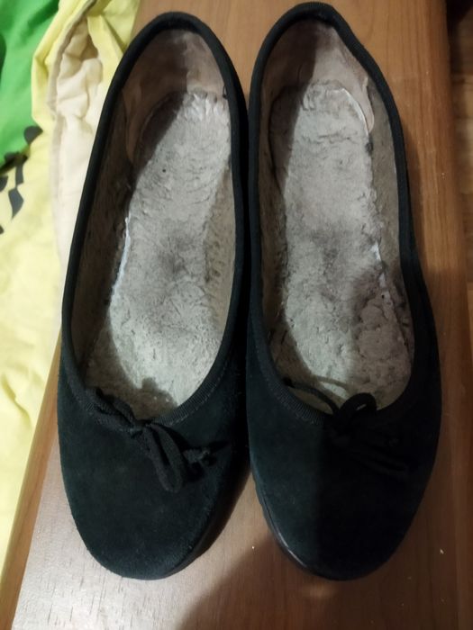 Замшевые туфли с мехом