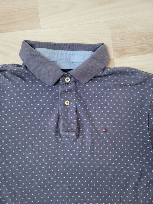 Bluzka polo XL męska Tommy Hilfiger t-shirt męski błękitna niebieska