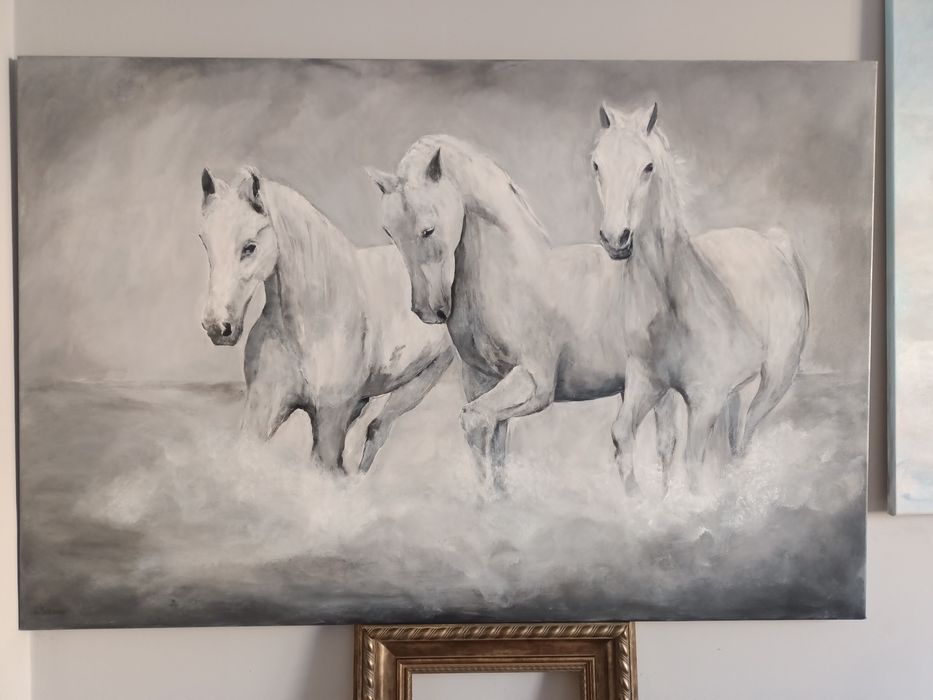 Konie malowane na płótnie praca ręczna