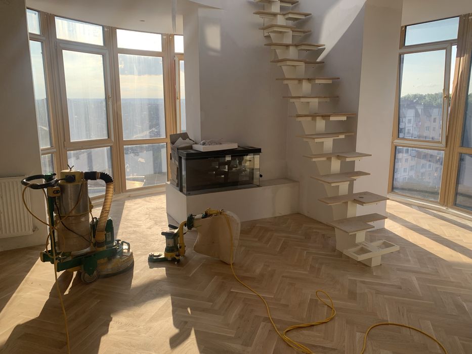 Шліфування, циклювання паркету, підлоги, реставрація