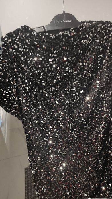 Sukienka czarna cekiny srebrne S M L