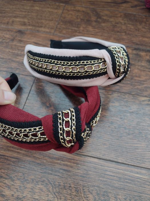 Opaska do włosów pudrowy róż NOWA