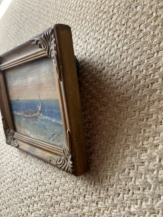 Quadro a óleo assinado com barco