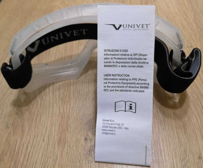 Окуляри захисні UNIVET Італія, закритого типу,противірусні,полікарб.