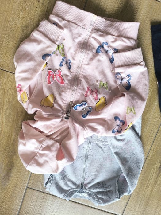 Ubrania dla dziewczynki 80 body spodnie bluzy