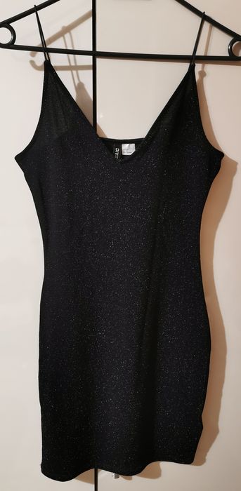 Sukienka mini naramki paseczki damska czarna mała h&m Divided 36 S