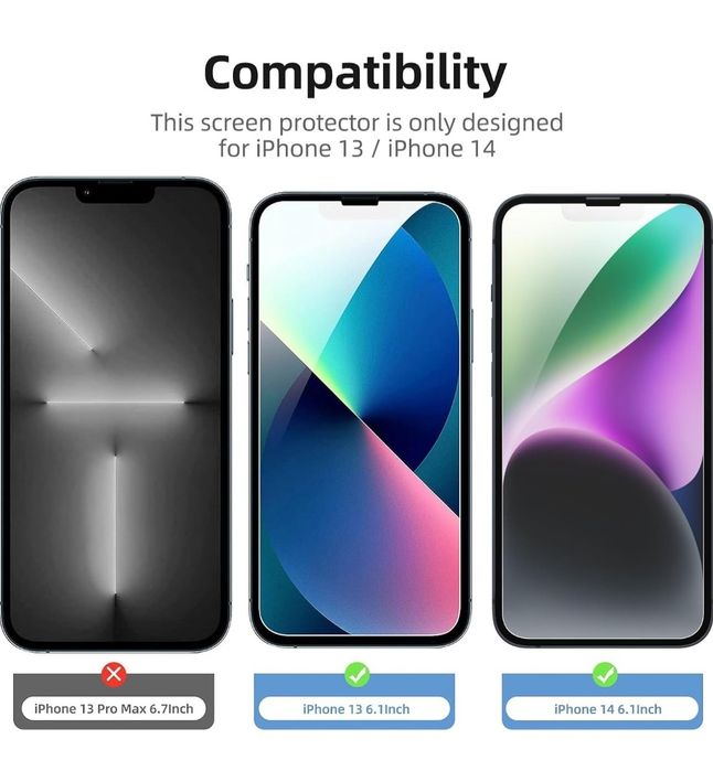 NEW'C 3 sztuki Szkło dla iPhone 14, iPhone 13, iPhone 13 Pro