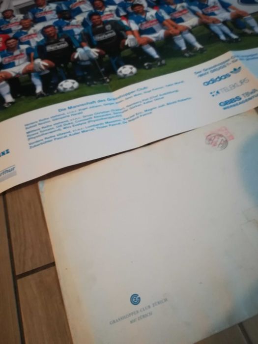 Duży plakat Grasshopper Zurich 1995 Tomasz Rząsa Autografy