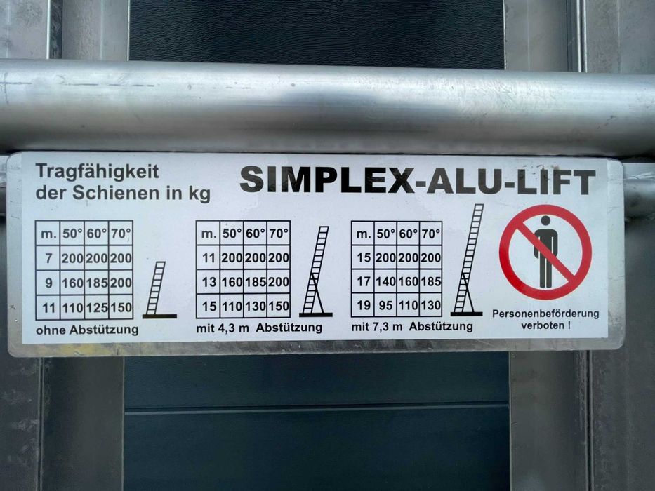 Winda drabina dekarska niemiecka SIMPLEX STI 250 kg 18m Geda Bocker Steinweg wciągarka dachówki dekarstwo