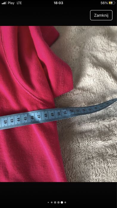 Fuksja Bluzka bonmarché – Rozmiar S – Prążkowana, Detal przy Dekolcie